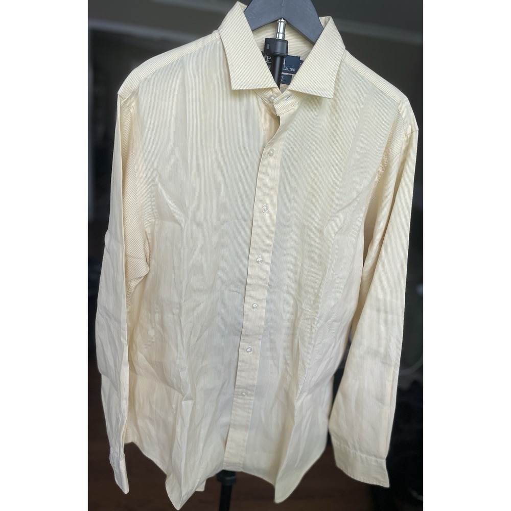 Polo Ralph Lauren Men's Long Sleeve Button Down Shirt Size L, Yellow Stripe